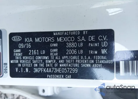 2017 Kia Forte Lx from USA, damaged, VIN 3KPFK4A73HE057299
